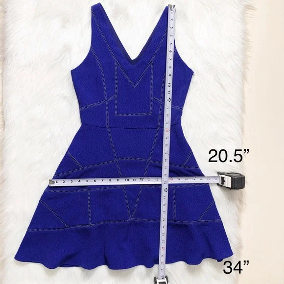 Anthropologie Cobalt Blue Eyelet Embroidered Fit and Flare Sleeveless Dress - Picture 10 of 10